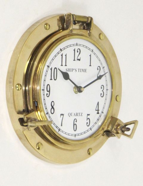 Heavy Brass Porthole Clock
