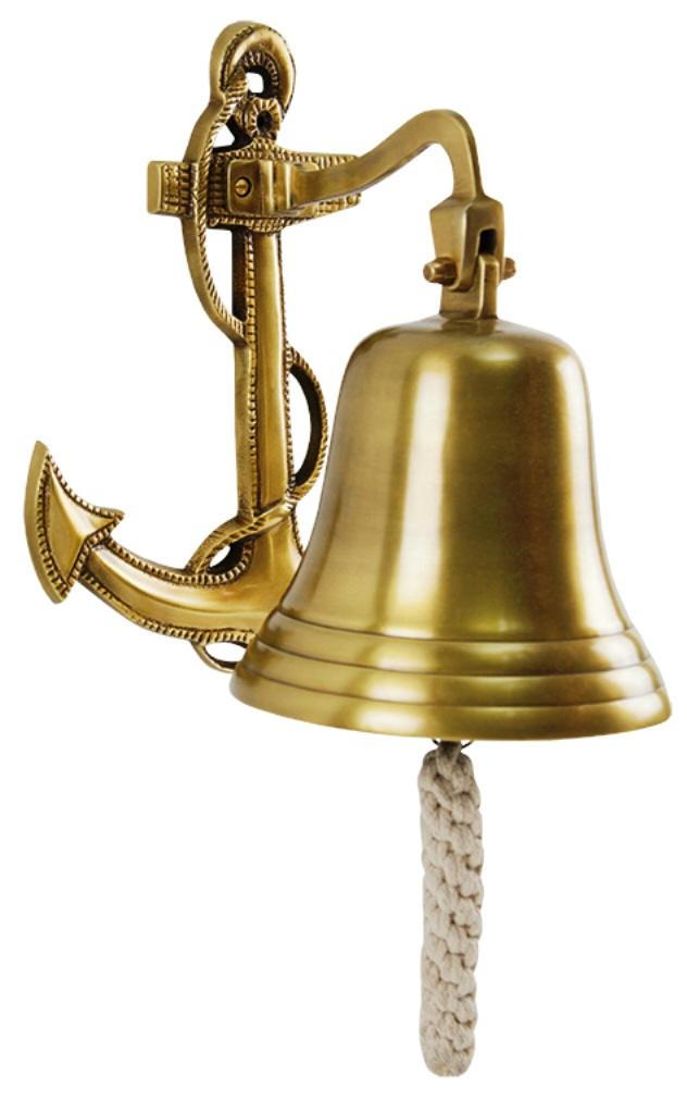 Large Solid Brass W/mounting Bracket and Anchor New Nautical Club Ships Bell 