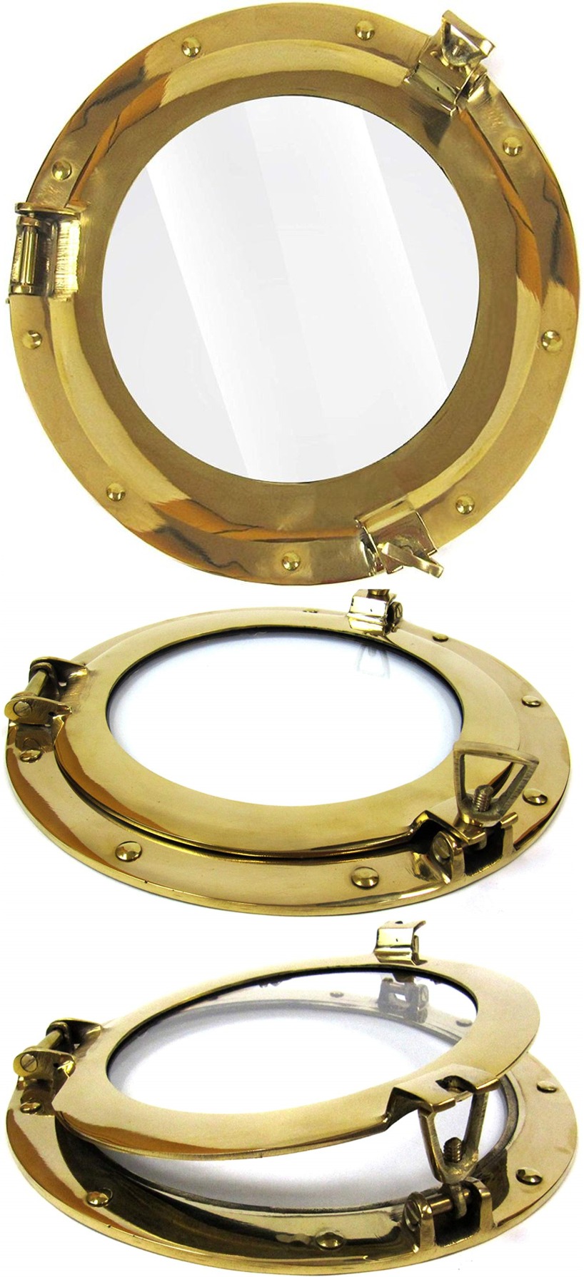 12" Brass Porthole Window Oval ~ Porthole Glass ~ Ship Porthole ~ Nautical Decor 