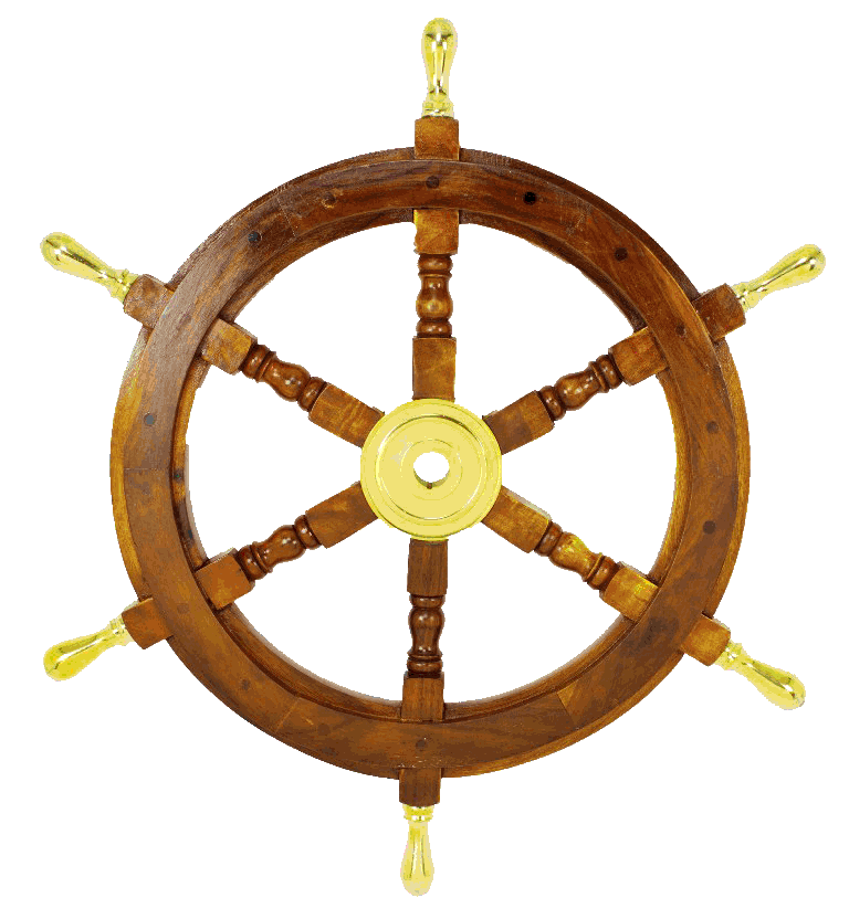 18" 24" 36",48" Wood Ship Wheel ~ Nautical Boat Wooden Brass Steering ~ 12"