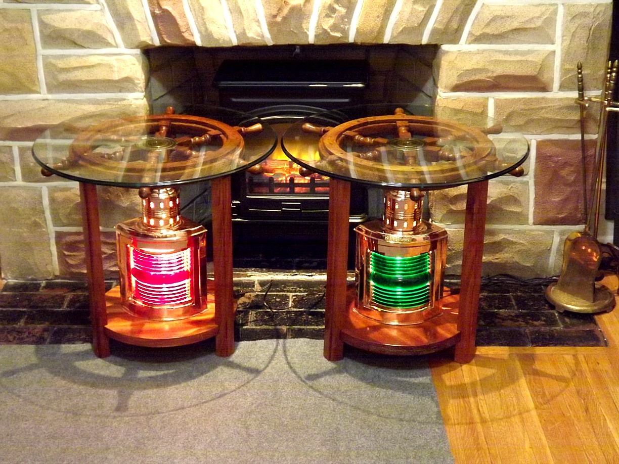 Robin's Dockside Shop Ship's Wheel Port & Starboard End Tables